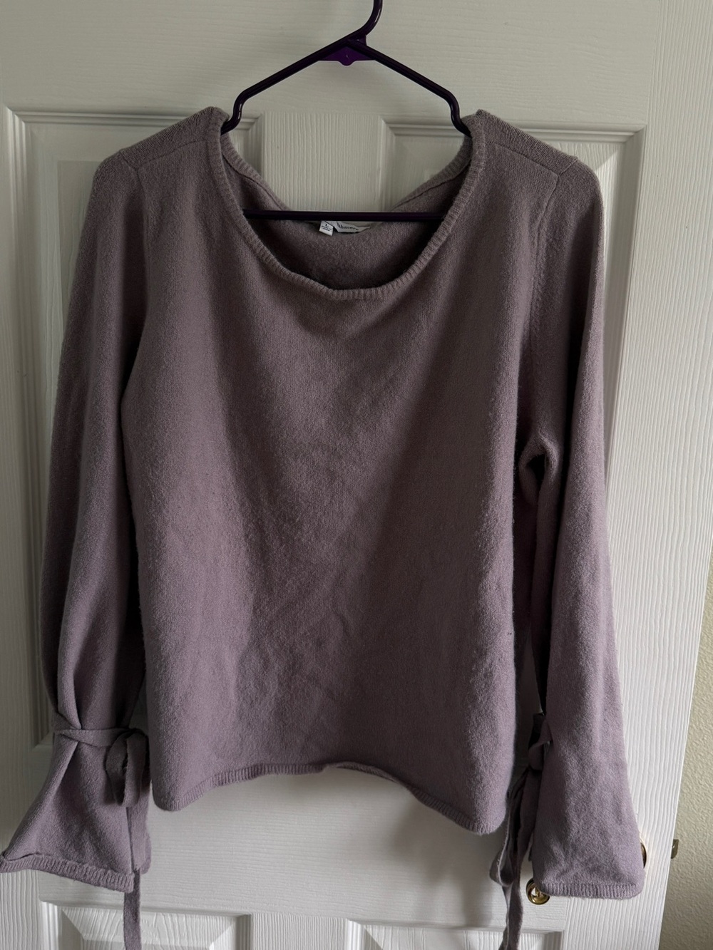 Cupcakes and Cashmere Lavender Tie-Cuff Sweater Size L